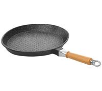 Home sartén para Pescado, Antiadherente con Mango de Madera, Piedra, Negro/Antracita, 40x25 cm