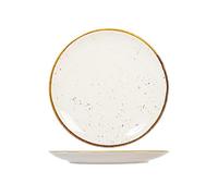 HOME Saturnia Stains - Juego de 6 platos llanos, porcelana decorada, beige, 28 cm