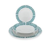 HOME Servicio de mesa de 18 piezas, Grace, Ala de porcelana, verde, 26,5 cm