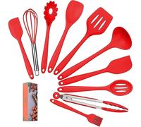 Home Silicone Kitchen Utensils Set(10 Piece) Heat Resistant Baking & Cooking Utensils Non Stick - Non Scratch Cooking Utensils Kitchen Good Helper (Re