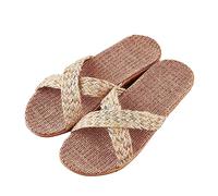 Home Slippers Women Men Open Toe Summer Slippers Unisex Bamboo Slipper Lightweight Non-Slip House Shoe Comfort Footwear Breathable Indoor Shoes Fashion Bathroom Shoe Casual Wide Fit Slipper