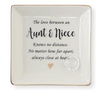 HOME SMILE Regalos de tía de sobrina, tía y sobrina, plato de anillo para tías cumpleaños, día de la madre, día de San Valentín, Acción de Gracias, Navidad, el amor entre Anut y sobrina sabe que no hay dsitance