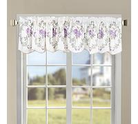 Home Soft Things 1 Cenefa Bordada de Rosa, Lila, Cenefa de Cortina de Ventana con Aislamiento térmico Floral Festoneado, Cortinas Gruesas para decoración de Dormitorio con Bolsillo para Barra.