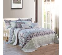 Home Soft Things Juego de colcha de 9 piezas con estampado de rayas, suave, ligera, reversible, para todas las estaciones, tama?o king 122