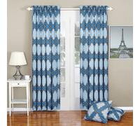 Home Soft Things - Juego de cortinas y fundas de almohada Dobson estampadas, color azul, de 187 x 244 cm. Juego de 2 paneles y dos fundas de almo