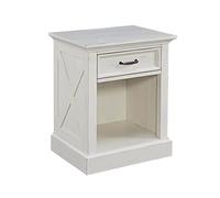 Home Styles Seaside Lodge Nightstand in White Finish, Wide Frame, Plank Top Design with One Drawer and Open Storage, Frame Constructed from Mahogany Wood Solids