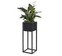 Home&Styling Macetero Sobre Soporte de Metal Plantas y Decoración Negro | Expositor de flores para balcón con bandeja de flores de jardín, terraza 60 cm