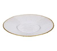 Home & Styling Plato llano de cristal con borde dorado Datura, 28 cm