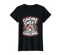 Home Sweet Home Juego de Palabras - Gnomo de Jengibre Navidad Camiseta gráfica económica, Mujer, Negro, S