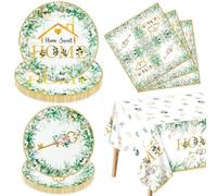 Home Sweet Home Party - Juego de vajilla de 61 piezas, platos con llaves y servilletas para inauguración de la casa, decoración de boda, para 20 personas