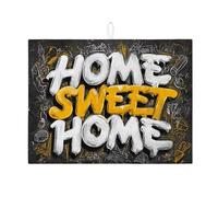 Home Sweet Home - Tapete de secado de platos para encimera de cocina, tapete absorbente urbano para escurridor de platos, tapete moderno de microfibra para protector de barra de café, 45,7 x 61 cm