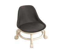 Home Taburetes rodantes con ruedas, asiento bajo con respaldo, taburete giratorio de 360°, cómodo taburete de pedicura multiusos para biblioteca, cocina, salones, color negro, 38 cm