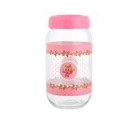 Home Tarro decorativo con tapa de plástico, cristal, rosa, 1 L, mediano