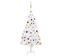 Home tools - Árbol de Navidad artificial con LED y bolas, color blanco, 150 cm, PVC