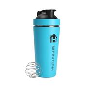 Home Universal® 750ML Botella Gim Shaker de Acero Inoxidable | BPA Free con Mezclador de Tapa Integrado | Vaso Gimnasio con Medidor | Apto para Lavavajillas | Vaso Proteína (Azul Turquesa)
