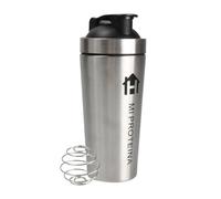Home Universal® 750ML Botella Gim Shaker de Acero Inoxidable | BPA Free con Mezclador de Tapa Integrado | Vaso Gimnasio con Medidor | Apto para Lavavajillas | Vaso Proteína (Acero)