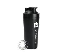 Home Universal® 750ML Botella Gim Shaker de Acero Inoxidable | BPA Free con Mezclador de Tapa Integrado | Vaso Gimnasio con Medidor | Apto para Lavavajillas | Vaso Proteína (Negro)