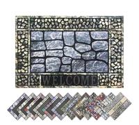 Home Universal® Felpudo de Goma Antideslizante para Exterior y Interior - Resistente a Lluvia y Barro, Limpia Zapatos, Alta Durabilidad - Varias Medidas (Welcome (Lajas Grises con Marco), 40X60CM)