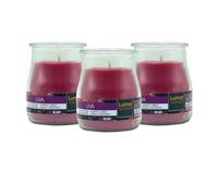 Home Universal® Pack de 3/6/12 Velas Aromáticas en Vaso de Cristal Reciclable LUMAR AROMATIC - 24h de Duración por Vela - Cera Vegetal Perfumada - Fabricadas en España (Uva, 3 Unidades)