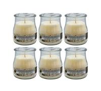 Home Universal® Pack de 3/6/12 Velas Aromáticas en Vaso de Cristal Reciclable LUMAR AROMATIC - 24h de Duración por Vela - Cera Vegetal Perfumada - Fabricadas en España (Musco Blanco, 6 Unidades)