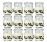 Home Universal® Pack de 3/6/12 Velas Aromáticas en Vaso de Cristal Reciclable LUMAR AROMATIC - 24h de Duración por Vela - Cera Vegetal Perfumada - Fabricadas en España (Dulce de Coco, 12 Unidades)