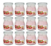 Home Universal® Pack de 3/6/12 Velas Aromáticas en Vaso de Cristal Reciclable LUMAR AROMATIC - 24h de Duración por Vela - Cera Vegetal Perfumada - Fabricadas en España (Fresas con Nata, 12 Unidades)