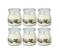 Home Universal® Pack de 3/6/12 Velas Aromáticas en Vaso de Cristal Reciclable LUMAR AROMATIC - 24h de Duración por Vela - Cera Vegetal Perfumada - Fabricadas en España (Dulce de Coco, 6 Unidades)