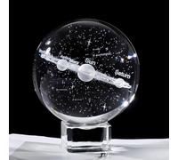 Home-X Bola de cristal del sistema solar 3D Planet, bola de cristal de galaxia fugaz de 60 mm, regalos de astronomía científica con base de cristal, decoraciones de escritorio, adornos de cristal,