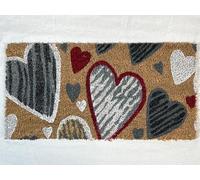 HOME ZEN HOUSEHOLD LINEN Felpudo Art KERA 100% Fibra de Coco Natural Alfombra Paso con Reverso PVC Antideslizante para Exterior e Interior Escalera 25 x 50 cm DIS Mariquitas Rojas