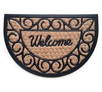 HOME ZEN HOUSEHOLD LINEN Felpudo Art Spider de fibra de coco con estampados imaginativos alfombra entrada casa seca paso con reverso de PVC para exterior e interior (40 x 70 cm, media luna Welcome 2)