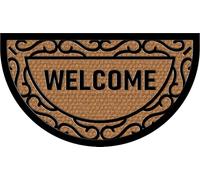 HOME ZEN HOUSEHOLD LINEN Felpudo Art Spider de fibra de coco con estampados imaginativos alfombra entrada casa seca paso con reverso de PVC para exterior e interior (40 x 70 cm, media luna Welcome 1)