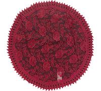 HOME ZEN HOUSEHOLD LINEN Mantel para mesa de centro de mesa, de encaje de macramé de lujo (redondo, diámetro 90 cm, diseño feliz, color burdeos)