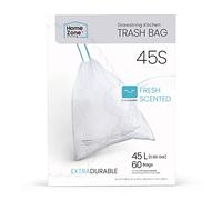 Home Zone Living Bolsas de basura de cocina de 12 a 13 galones con asas de cordón, diseño de ajuste personalizado resistente para cubos de basura de cocina estándar de 45 a 50 litros, código 45S, 60