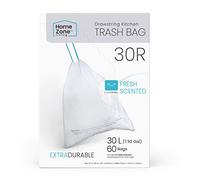 Home Zone Living Bolsas de basura de cocina de 8 galones con asas de cordón, diseño de ajuste personalizado resistente para revestimientos de reciclaje dobles de 30 litros, código 30R, 60 unidades