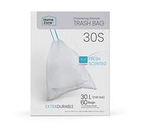 Home Zone Living Bolsas de basura de cocina de 8 galones con asas de cordón, diseño resistente de ajuste personalizado para cubos de basura estándar de 30 litros, código 30S, 60 unidades