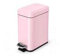 Home Zone Living Cubo de basura de baño de 1.3 galones con tapa, papelera de acero inoxidable con forma delgada y pedal de paso para el hogar y la oficina, capacidad de 5 litros, color rosa