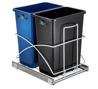 Home Zone Living Cubo de basura doble extraíble de 15.3 galones para reciclaje y basura, diseño debajo del gabinete, capacidad total de 58 litros