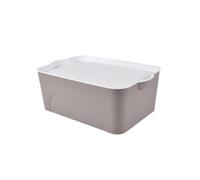 Homéa, Bo x con tapa blanca de plástico, 16 L, 40 x 27 x 15 cm, color marrón