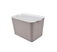 Homéa, Bo x con tapa blanca de plástico, 26L, 40 x 27 x 24,5 cm, color marrón