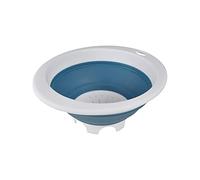 Homea, Colador Retráctil Plástico D 27 X H. 4 cm a 12 cm, blanco/azul pavo real