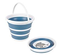 Homea, Cubo Retráctil Plástico y Silicona 10L Ø32 x 24 cm Bicolor Blanco/Azul Pavo Real