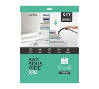 Homea Essentiel, Set de 10 bolsas de vacío para aspirar talla S+M+L 50 x 60/60 x 80/70 x 120 cm Antibacteria