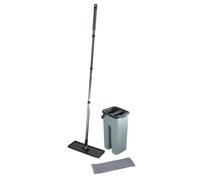 Homea Essentiel, Set Mop Compact Cubo Plástico Bicolor Antracita/Azul Escarcha