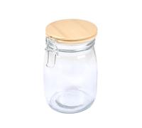 Homéa, Frasco Hermético de Cristal con Clip Metal y Tapa Bambú 0,7L