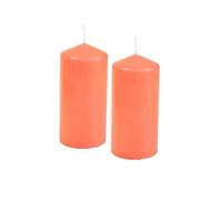 Homea, Juego de 2 velas pilares de 5 x 10 cm, color coral