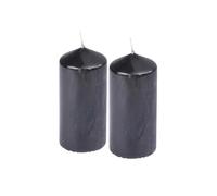 Homea, Juego de 2 velas pilares de 5 x 10 cm, color negro