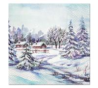 Homea, juego de 20 servilletas de papel 3 pliegues, 33 x 33 cm, paisaje de nieve