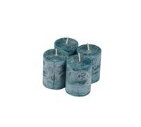 Homea, Juego de 4 velas pilar D4 x 5 cm, rústico, color azul pavo real