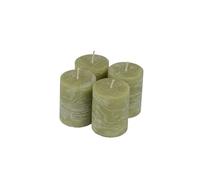 Homea, Juego de 4 velas pilar D4 x H5 cm, rústico, color tilo