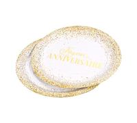 Homéa, Juego de 6 platos de cartón D23Cm cumpleaños Gold